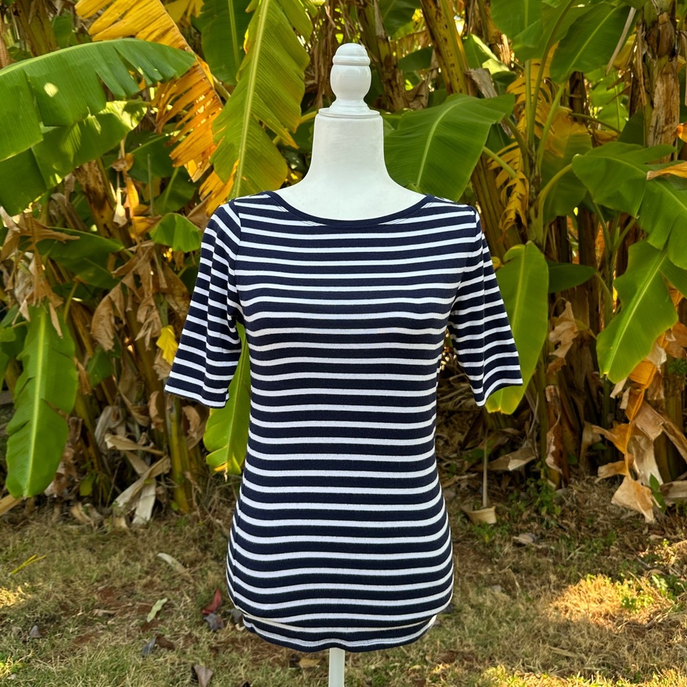 GAP Striped Stretch Tee | Navy White